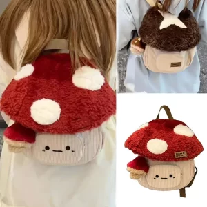 Fashion Cartoon Mushroom Backpacks for Women New Autumn Winter Anime Plush Cute Doll Bag Christmas Gift Cute Anime Backpack